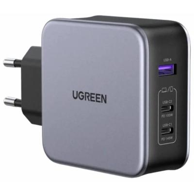 شاحن UGREEN Nexode السريع بتقنية GaN وقوة 140 واط | شاحن فائق السرعة بـ 3 منافذ وتقنية PD 3.1 لأجهزة MacBook Pro وأجهزة الكمبيوتر المحمولة